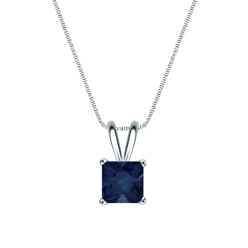 Slanted design necklaces-Auriya 14k Gold 1/2ct Princess-cut Sapphire Solitaire Necklace