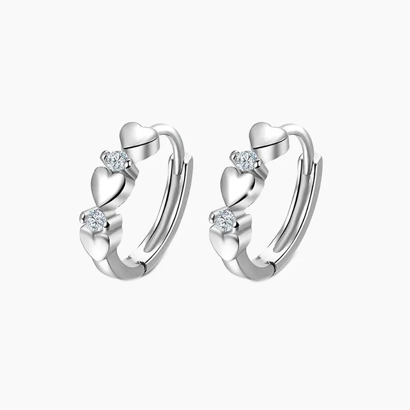 Square stud earrings-Heart-shaped Zirconia Huggie Earrings For Women