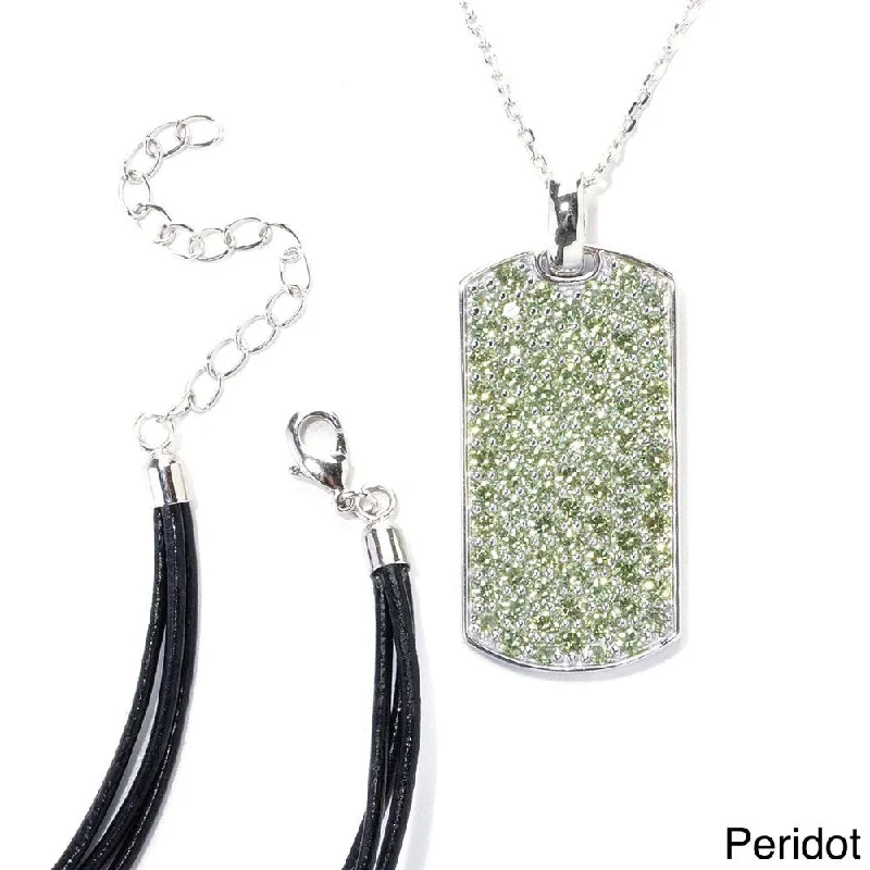 Galaxy charm necklaces-Sterling Silver Pave Gemstone Necklace with Chain and Cord