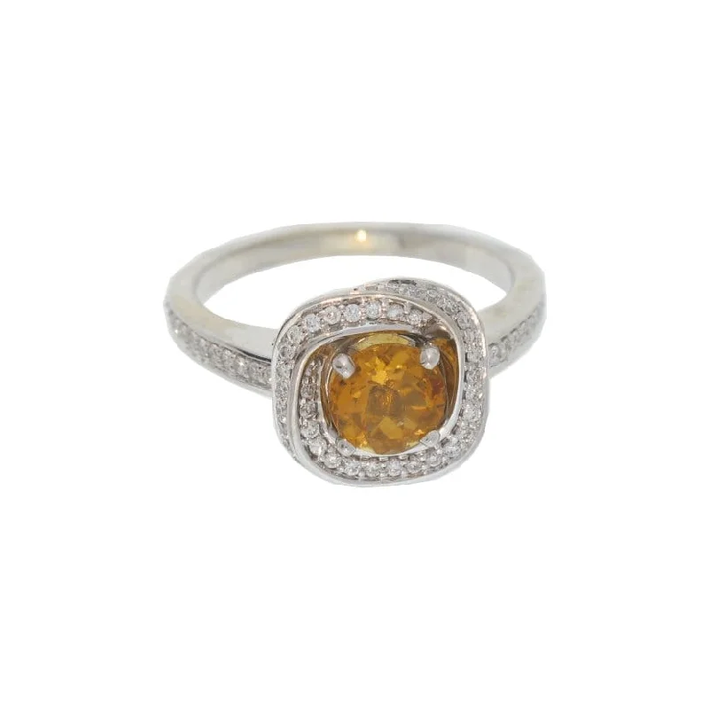 Wide halo engagement rings-Citrine and Diamond Halo Ring