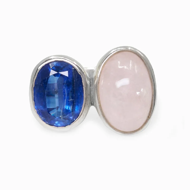 Morganite and Kyanite ring