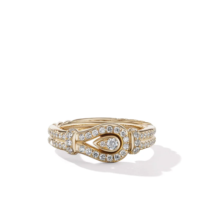 Oval diamond engagement rings-Thoroughbred Loop Ring in 18K Yellow Gold with Full Pav Diamonds