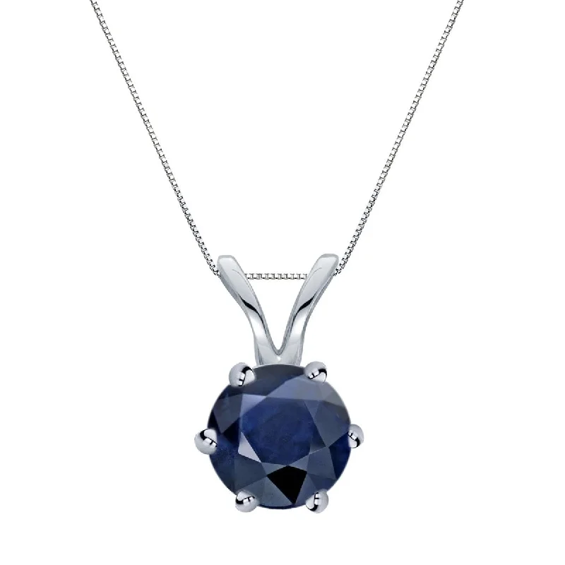 Solid link necklaces-Auriya 14k Gold Blue Sapphire Solitaire Necklace 3/4ctw 6-Prong