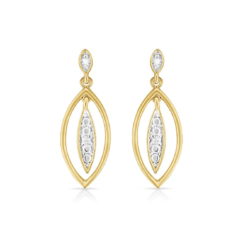 Swirl shape earrings-Diamond Leaf Earrings