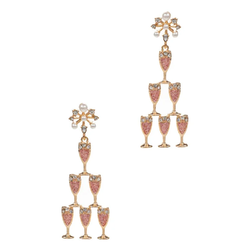 Reef knot earrings-Champagne Glass Tower Shaped Post Earring