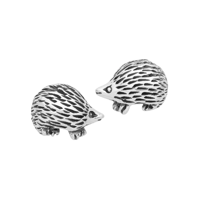 Wide hoop earrings-LITTLE HEDGEHOG - Sterling Silver Stud Earrings