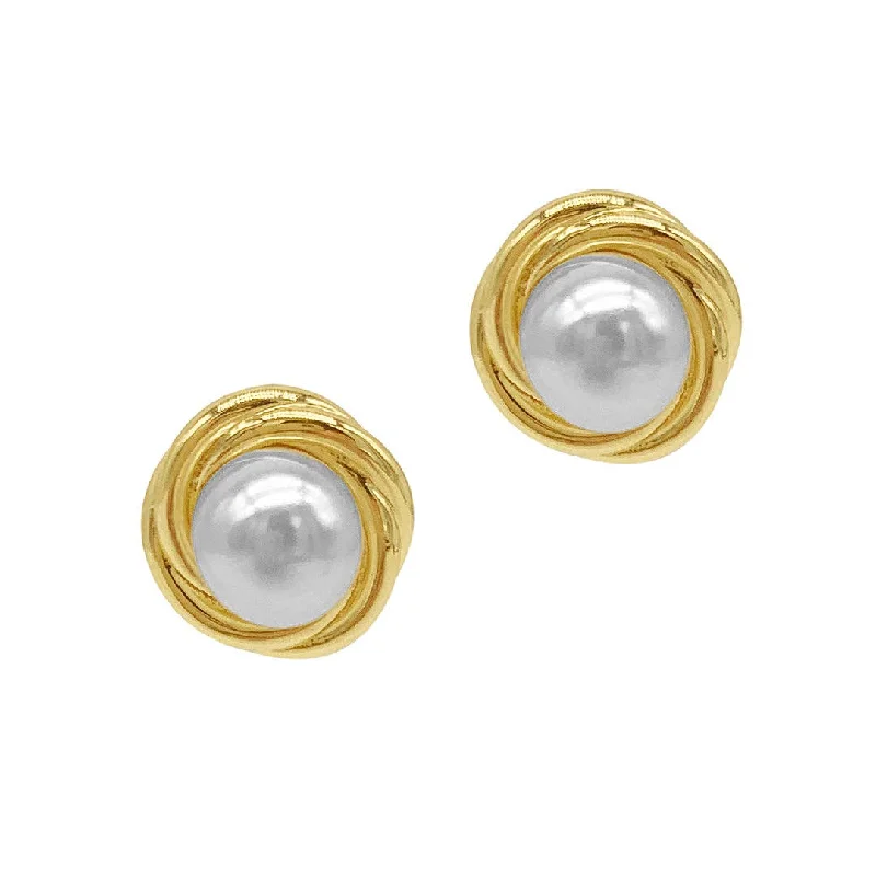 Light drop earrings-Pearl Framed Earrings Gold