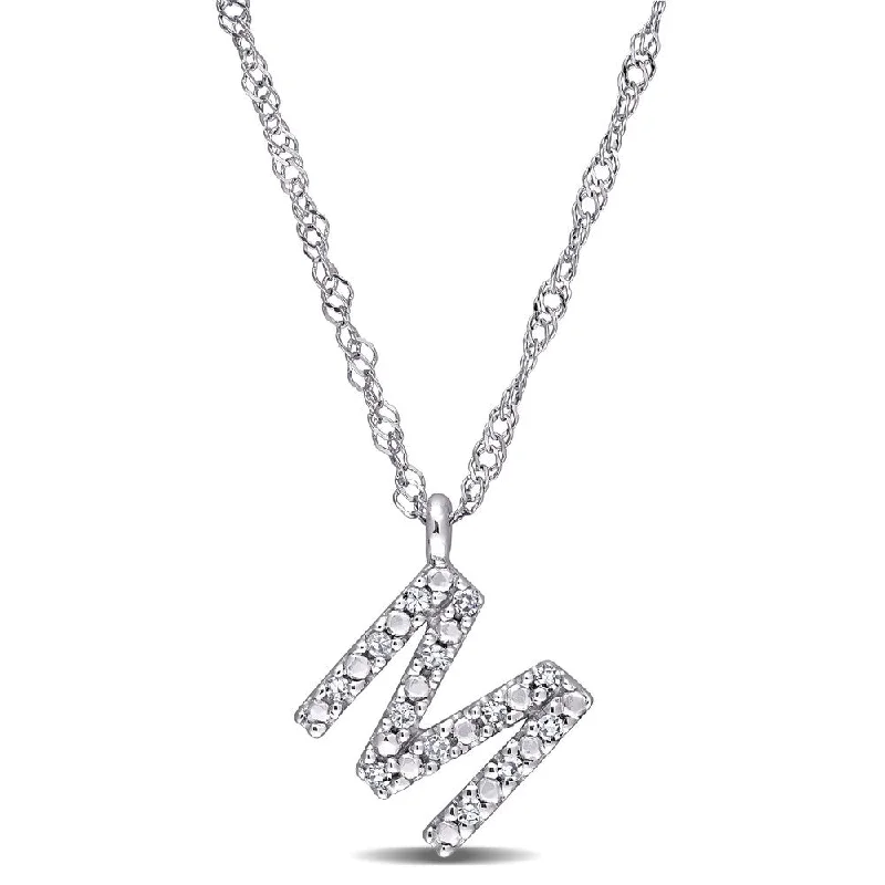 Polished bead necklaces-Miadora 14k White Gold Diamond Accent M Initial Necklace