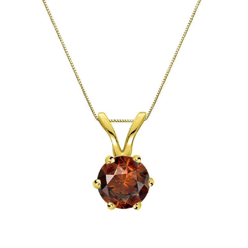 Tarnished silver necklaces-Auriya 1/3ctw Solitaire Brown Diamond Necklace 14k Gold 6-Prong (SI1-SI2)