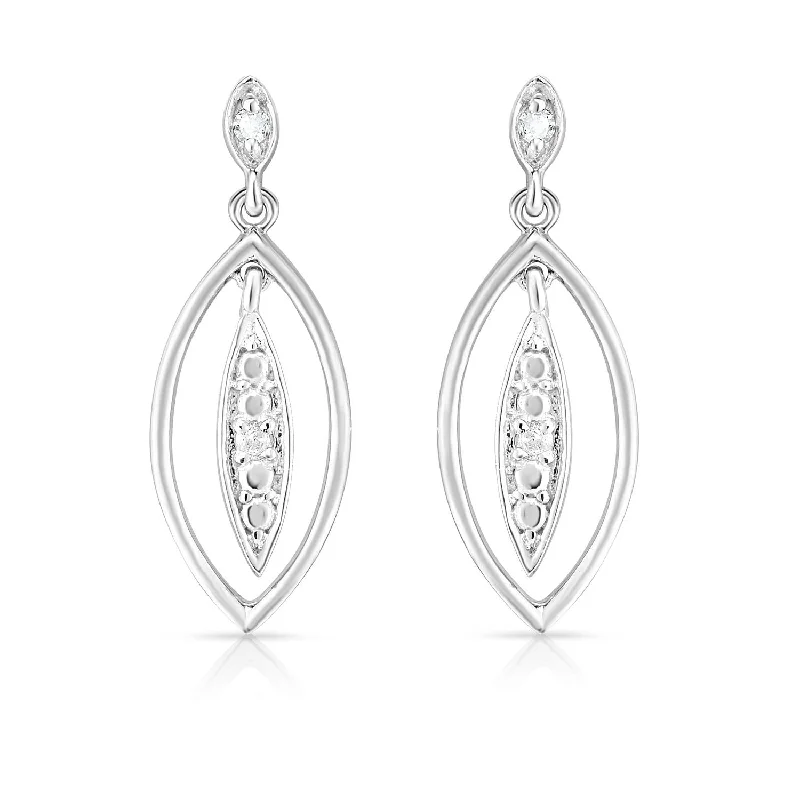 Oval dangle earrings-Sterling silver Leaf Earrings