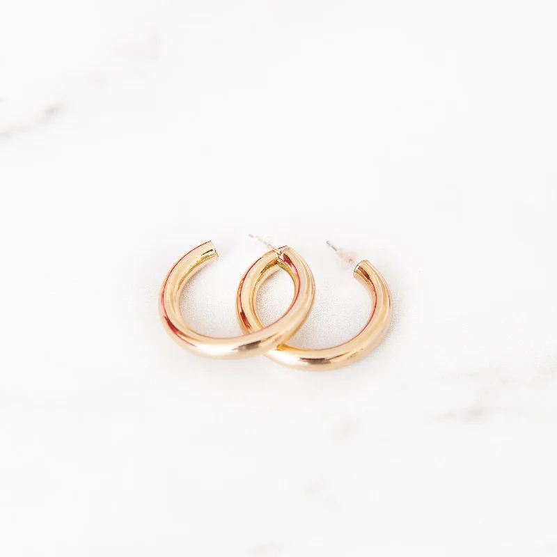 Patina brass earrings-Classic Thick Gold Hoop Earrings