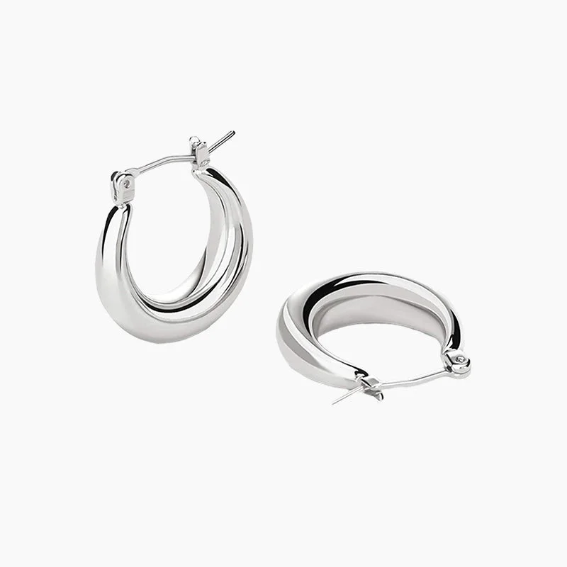 Tide design earrings-Thick Hoop Earrings For Women