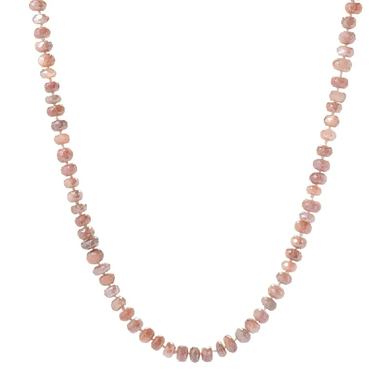 Retro deco necklaces-35" Peach Moonstone Endless Beaded Necklace