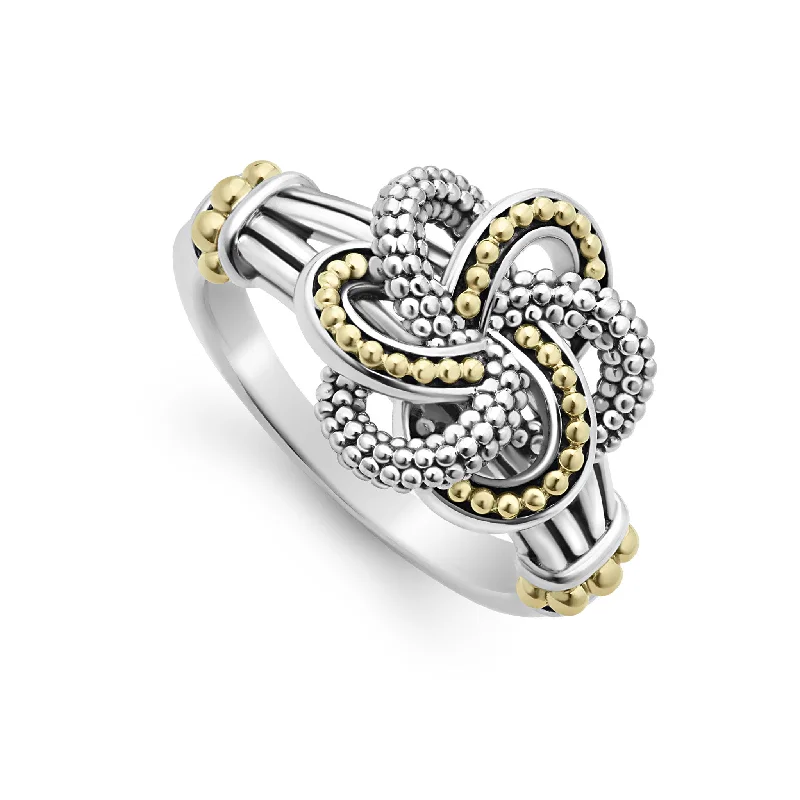 Handcrafted engagement rings-Two-Tone Love Knot Ring (Size 6)