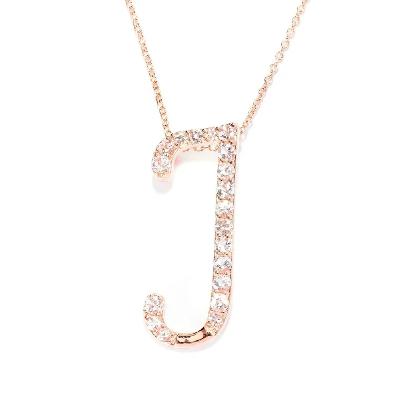 Crystal-twisted necklaces-18k Rose Gold over Sterling Silver Round Morganite Initial J Necklace