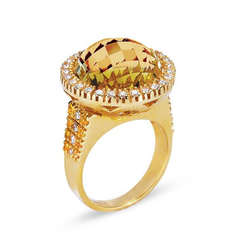 Fox motif engagement rings-18K YELLOW GOLD RING WITH DIAMONDS SAPPHIRES AND CITRINE