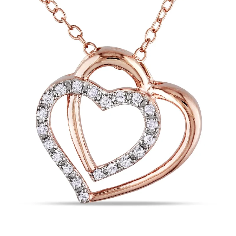 High gloss necklaces-Miadora Rose Silver 1/10ct TDW Diamond Heart Necklace