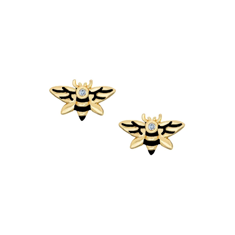 Cotton cord earrings-Bee Studs