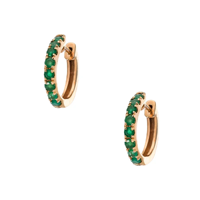 Curved design earrings-Lillian Rose Gold Emerald 2mm