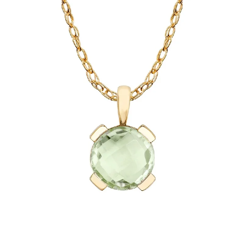 Stretch cord necklaces-Viducci 10k Yellow Gold Genuine Round Green Amethyst Pendant Necklace