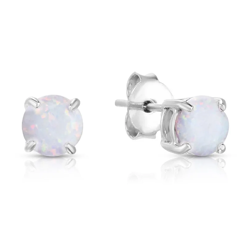 Radiant pearl earrings-Round Opal Earrings