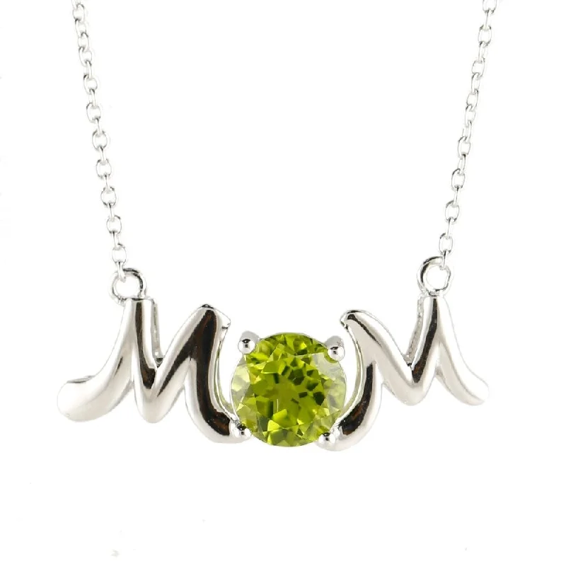 Crystal-twisted necklaces-Rhodium o/ Sterling Silver 2.25ctw Peridot Mom Pendant Necklace, 18"L - Green