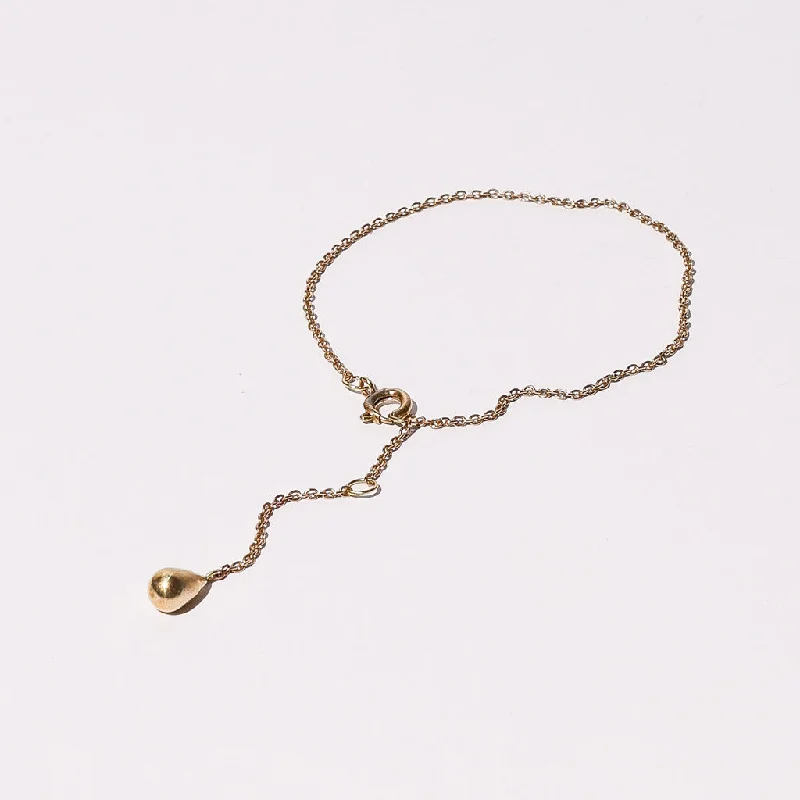 Alloy metal bangles-Pod Droplet Chain Bracelet - Brass