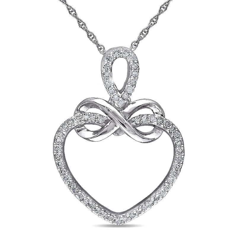 Lapis drop necklaces-Miadora 10k White Gold 1/5ct TDW Diamond Heart Infinity Necklace