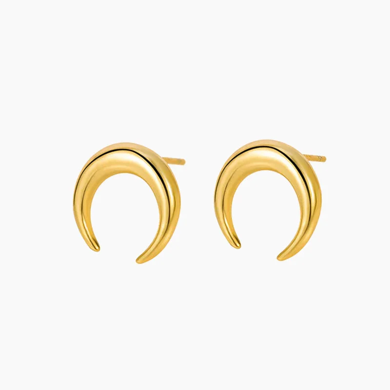 Surf theme earrings-Sterling Silver Crescent Earring Stud