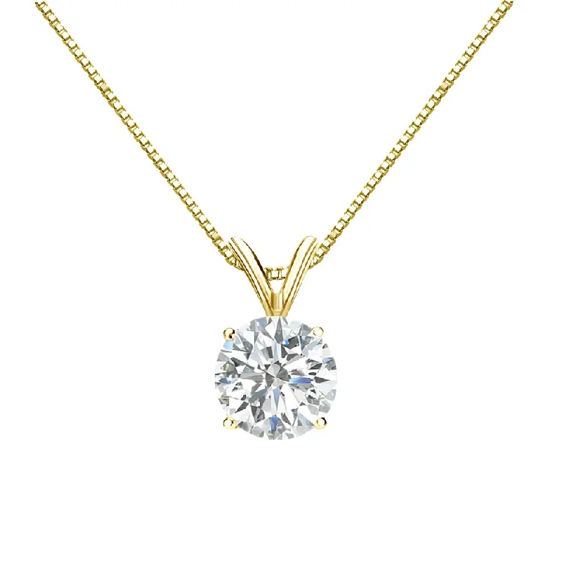 Haze glass necklaces-Auriya 1ctw Round Solitaire Diamond Necklace 18k Gold (I-J, SI2-SI3)