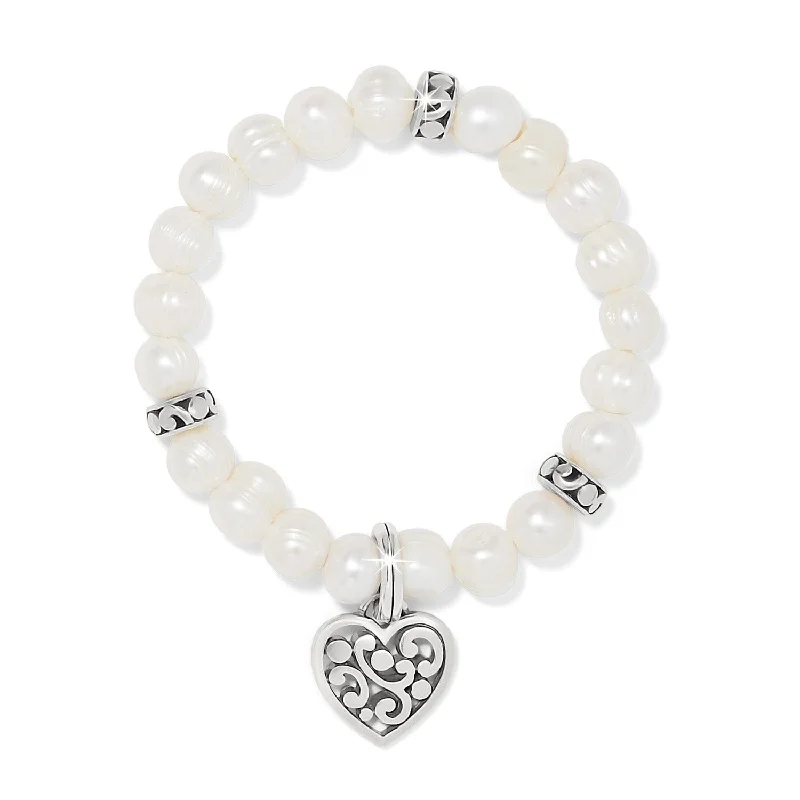 Bead row bangles-Contempo Heart Pearl Stretch Bracelet