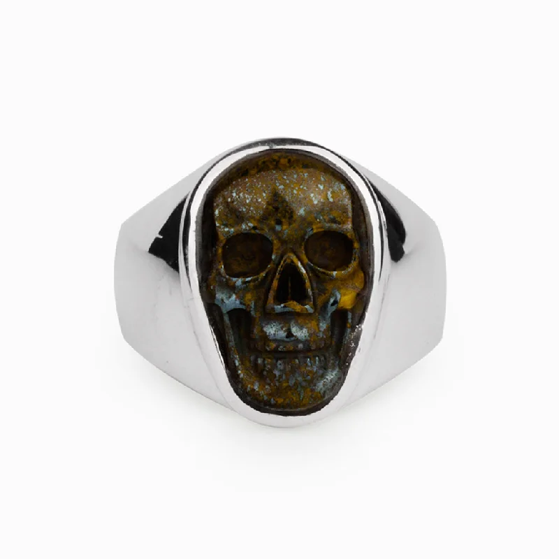 Tiger Iron Skull Ring