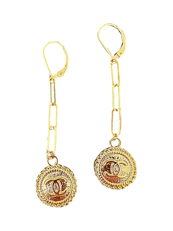 Light wood earrings-CC Gold Coin Earrings