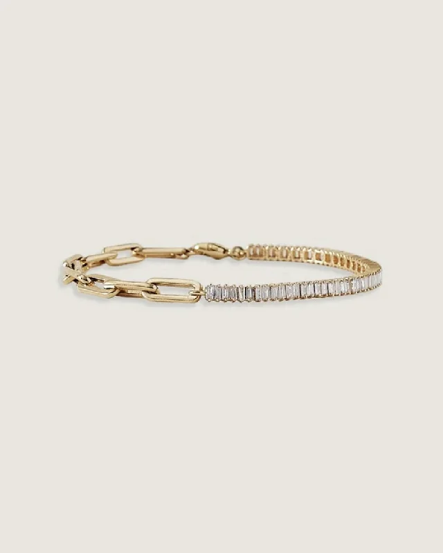 Bamboo weave bangles-Serena Baguette Tennis Link Bracelet Diamond