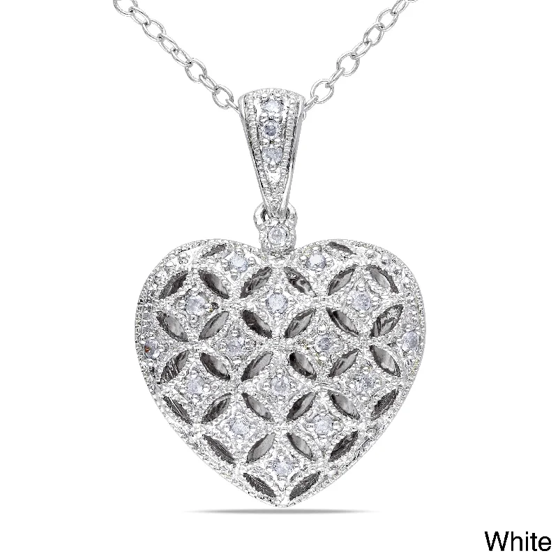 Stellar star necklaces-Miadora Silver 1/6ct TDW Diamond Heart Locket Necklace