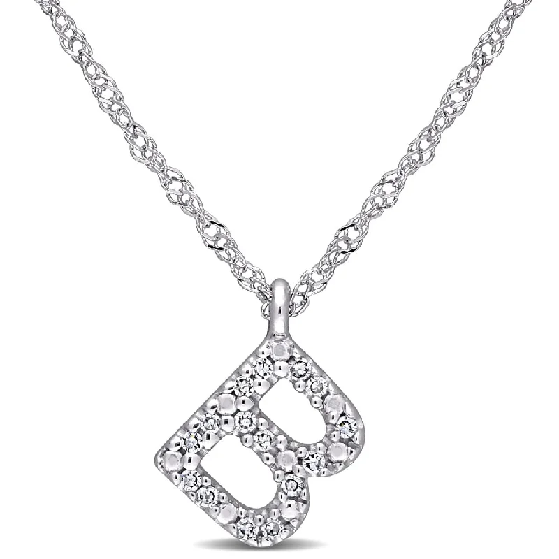 Sleek pendant necklaces-Miadora 14k White Gold Diamond Accent B Initial Necklace