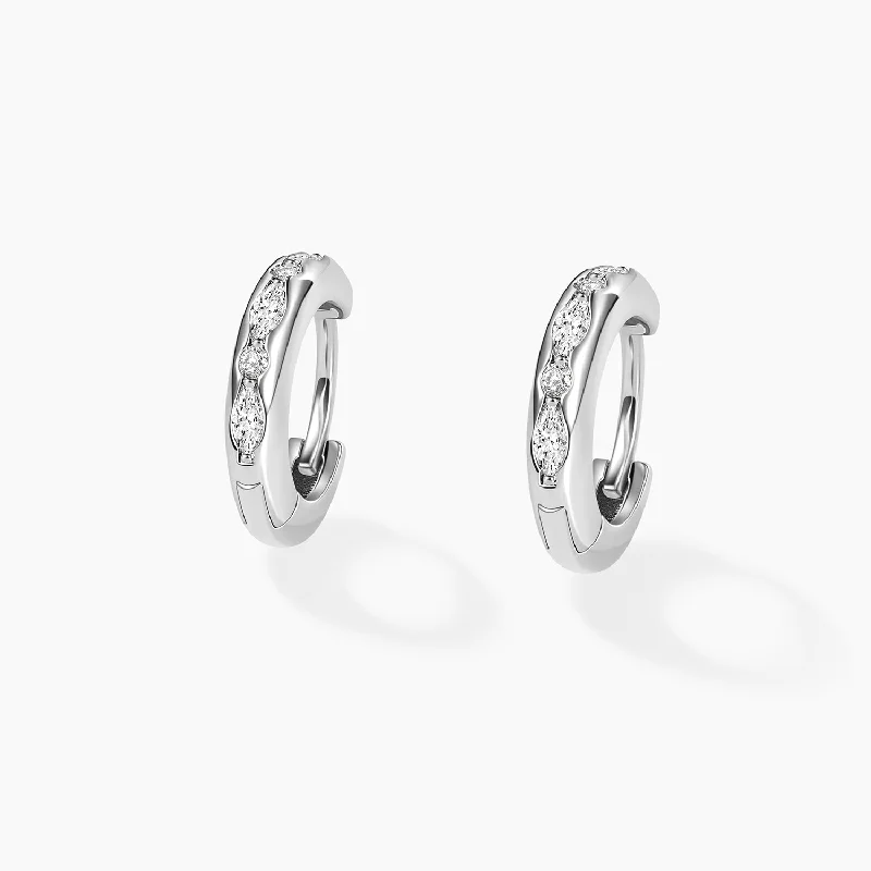 Swirl shape earrings-14K Gold Plated Moissanite Huggie Earrings