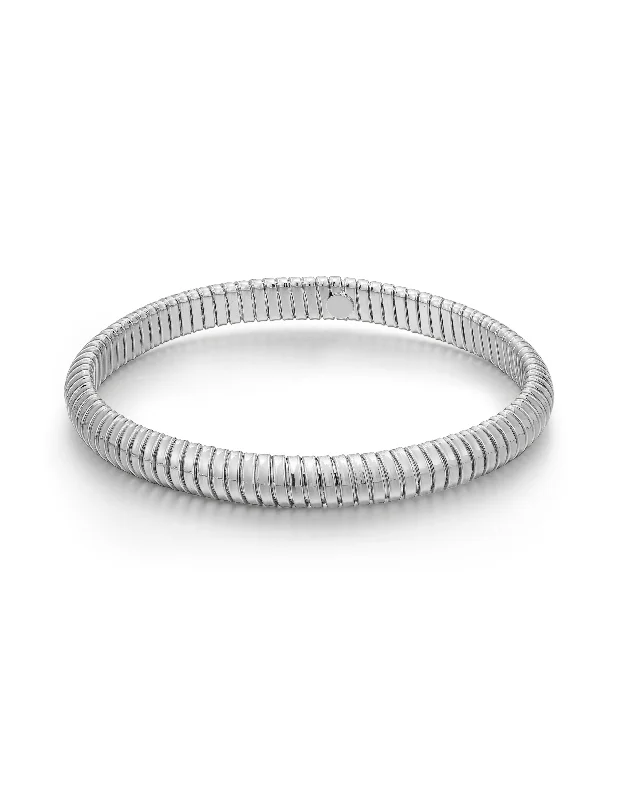 Light wood bangles-Mini Flex Snake Chain Bracelet- Silver