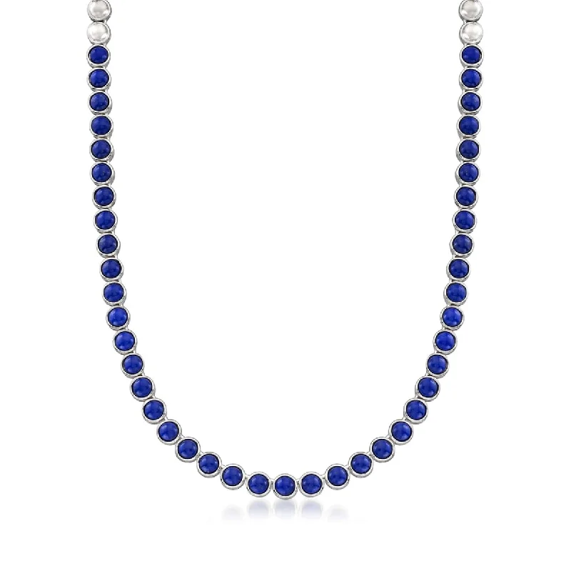 Rope braid necklaces-925 Sterling Silver Lapis Lazuli Necklace