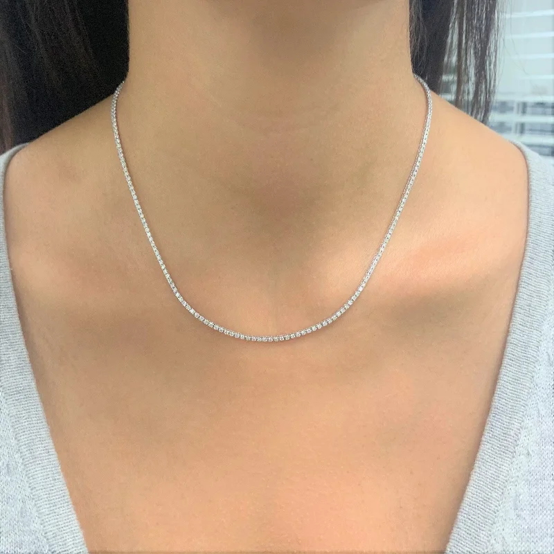 Bead braid necklaces-Joelle Diamond Tennis Necklace 3 CTTW 14K White Gold 17"