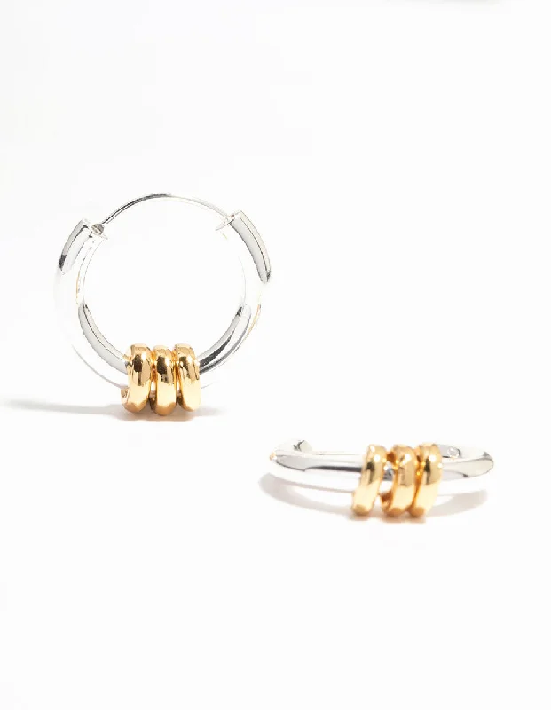 Subtle dangle earrings-Gold & Silver Plated Rings Huggie Earrings