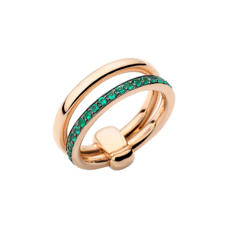 Infinity band engagement rings-Together Ring in Emerald