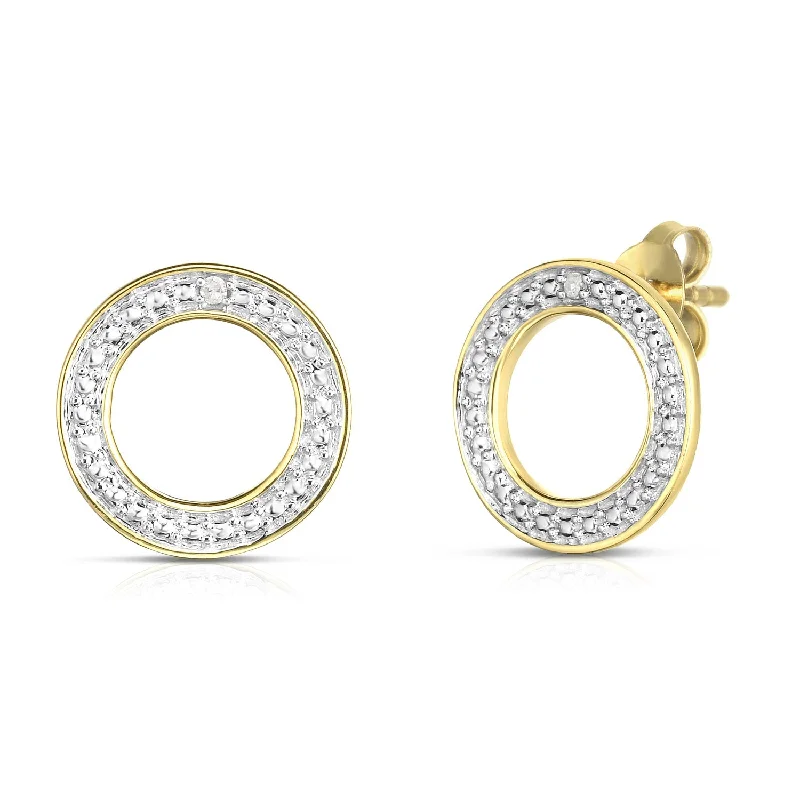 Light drop earrings-Circle Diamond Earrings