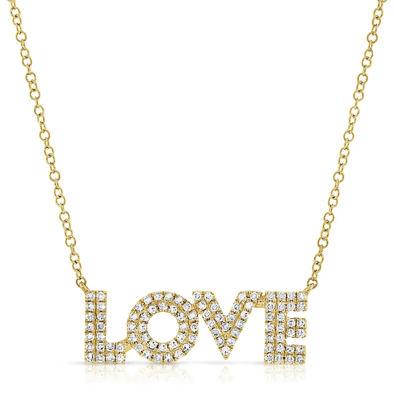 Retro deco necklaces-Joelle LOVE Diamond Necklace 14K Gold 1/3 CT TDW