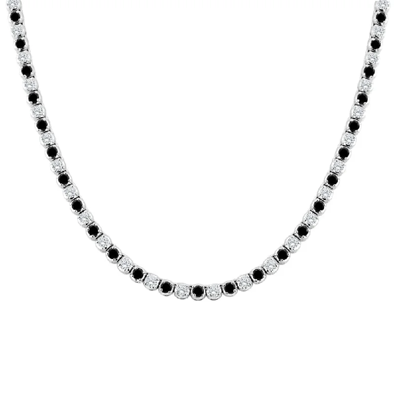 Bead braid necklaces-Auriya 9 carat TW Black and White Diamond Tennis Necklace 14k Gold - 16-inch (I1-I2)