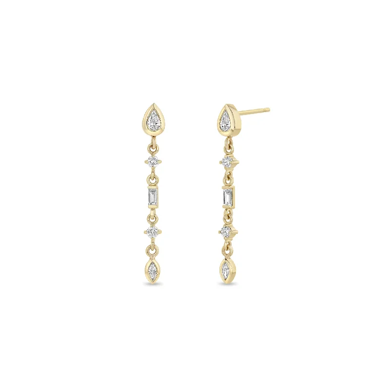 Wide hoop earrings-14k Linked Mixed Diamond Medium Drop Earrings