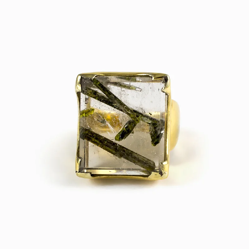 Epidote in Quartz Ring