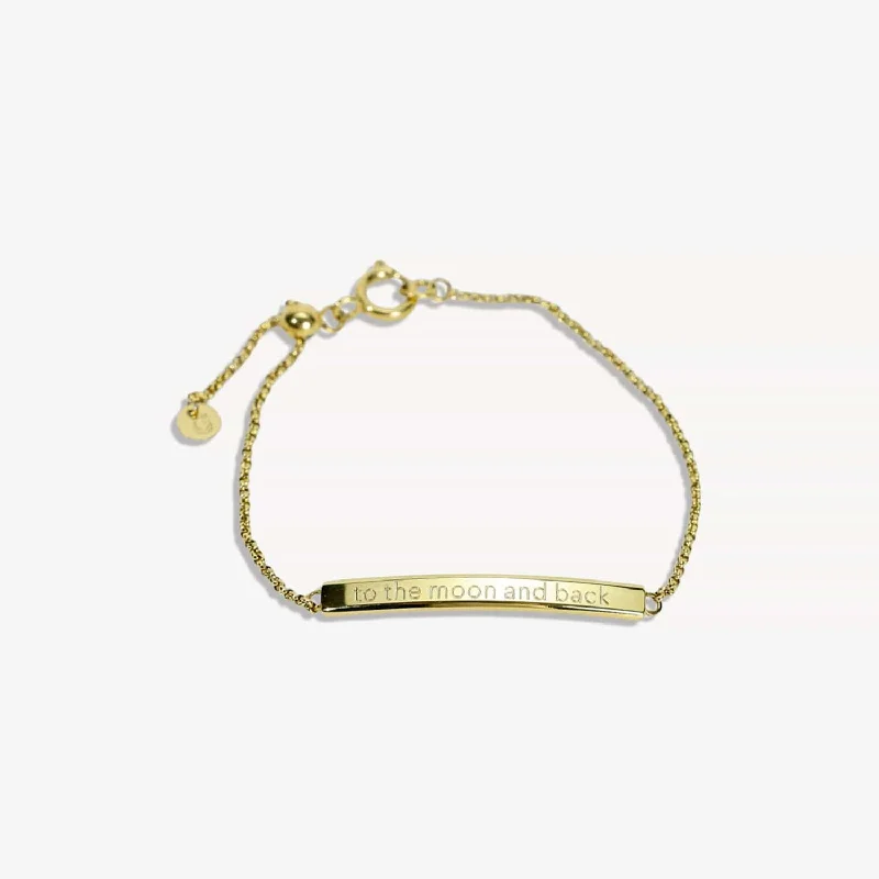 Bead charm bangles-The “To the Moon and Back” Bar Bracelet in Gold