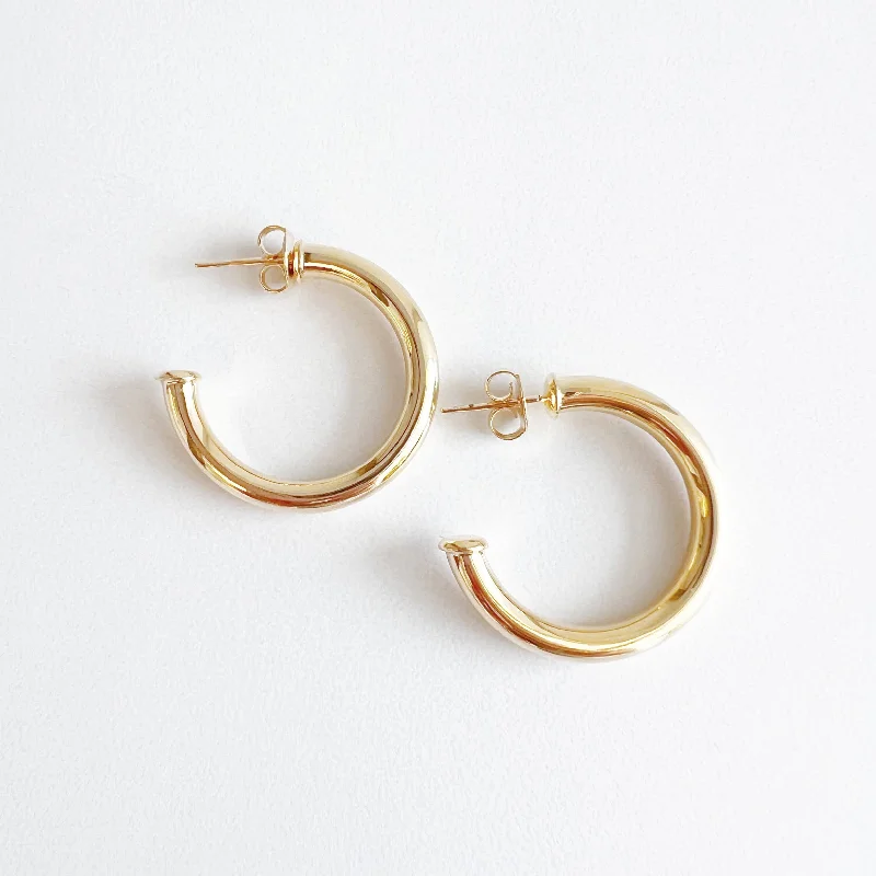 Java tile earrings-Nova Tube Hoops Earrings Gold Filled