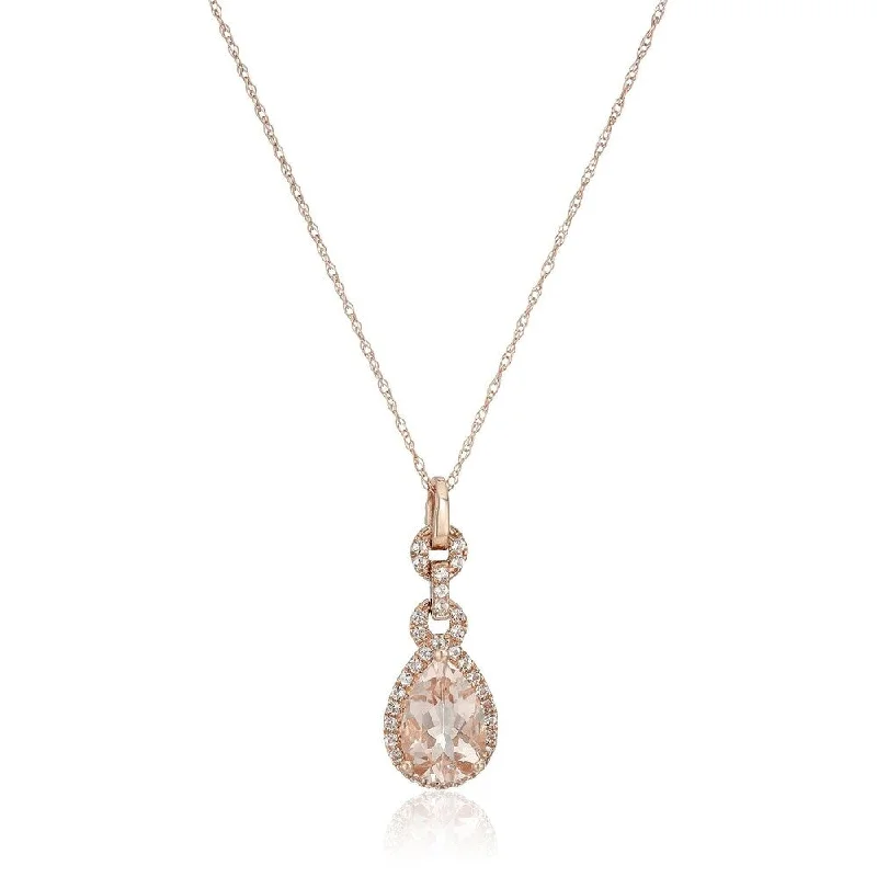 Lapis drop necklaces-10k Rose Gold Morganite Pear-shape Pendant Necklace, 18" - Pink